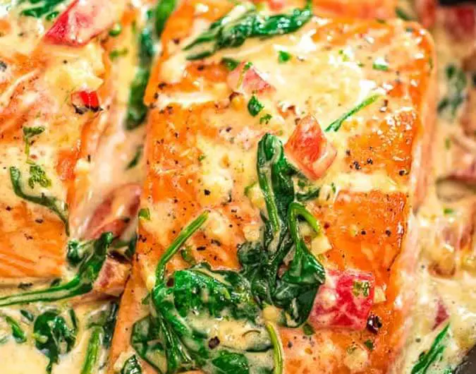 Salmon In Roasted Pepper Sauce
