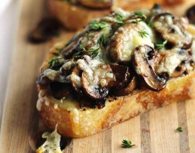 Cheesy Mustard and Mushroom Toasts
