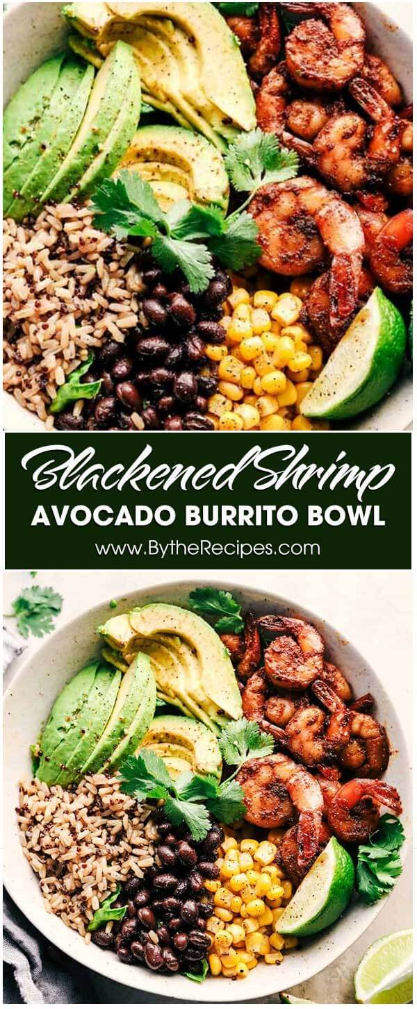 Blackened Shrimp Avocado Burrito Bowl
