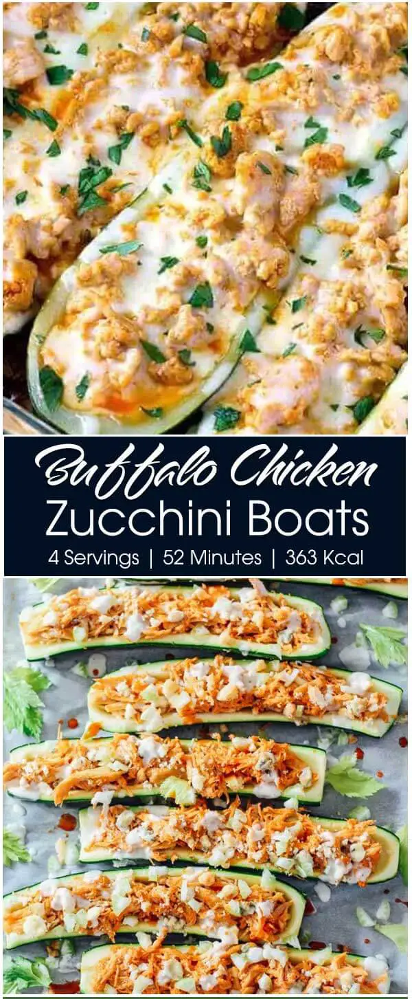 Buffalo Chicken Zucchini Boats