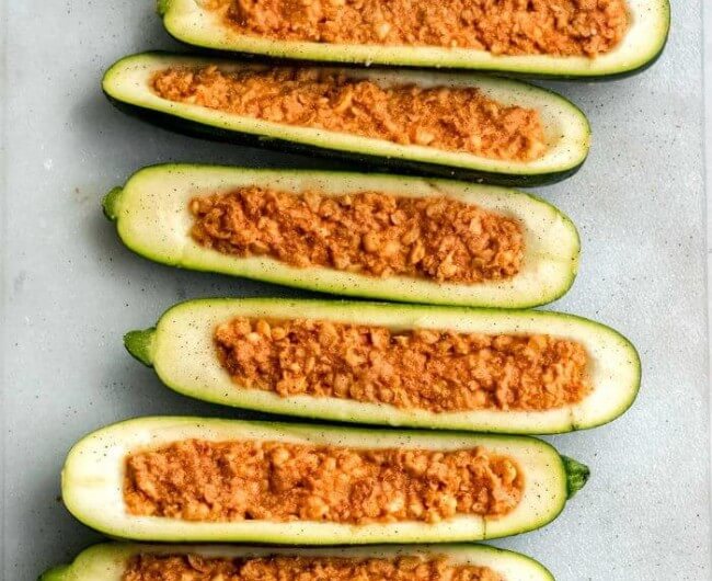 Chickpea Stuffed Zucchini Boats