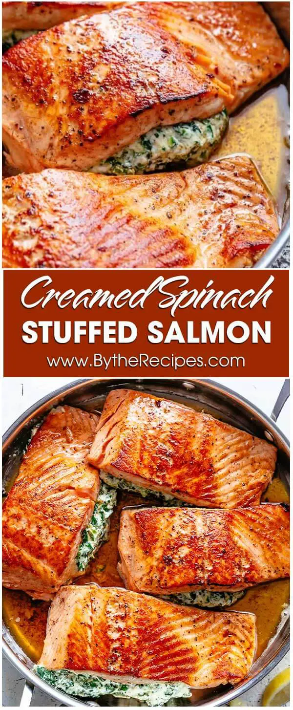 Creamed Spinach–Stuffed Salmon – By the Recipes