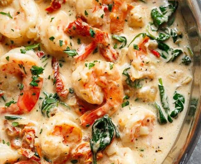 Creamy Garlic Butter Tuscan Shrimp