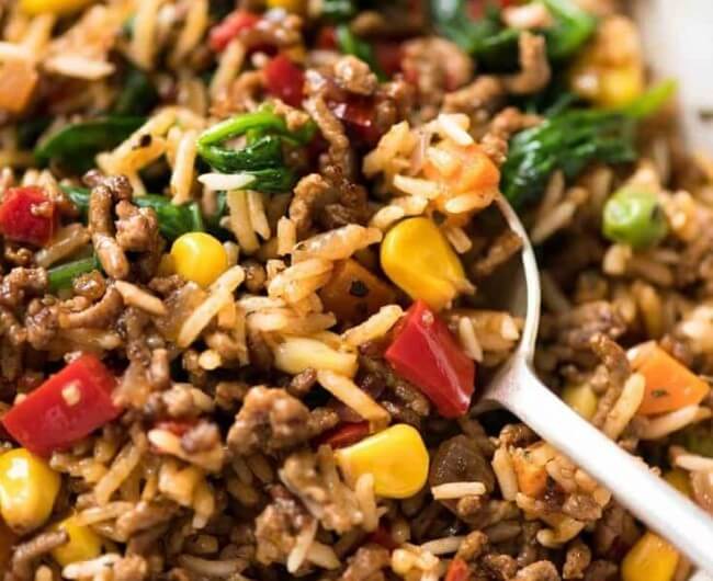 Ground Beef and Rice with Veggies