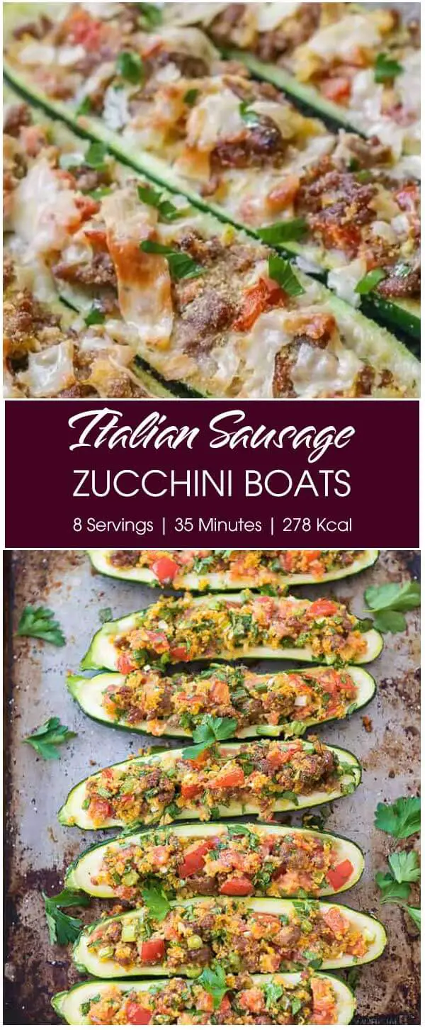 Italian Sausage Zucchini Boats