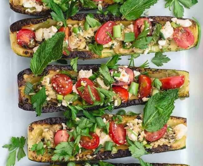 Mediterrian Grilled Zucchini Boats