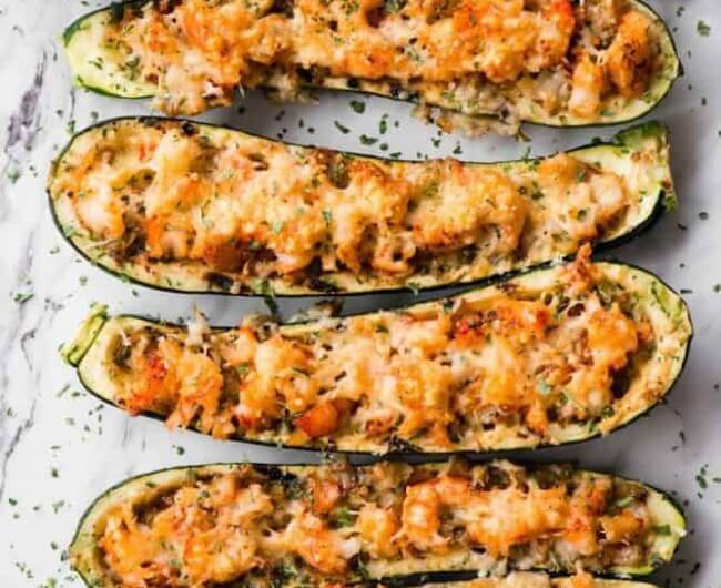 Shrimp Parmesan Zucchini Boats