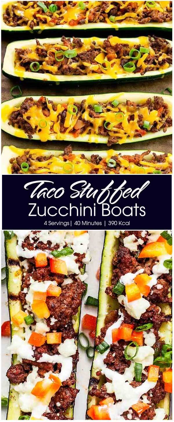 Taco Stuffed Zucchini Boats